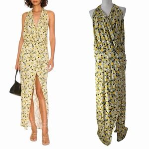 Free People Daria Halter Low Back Wrap Maxi Dress Size XL Apple Mint Summer NEW